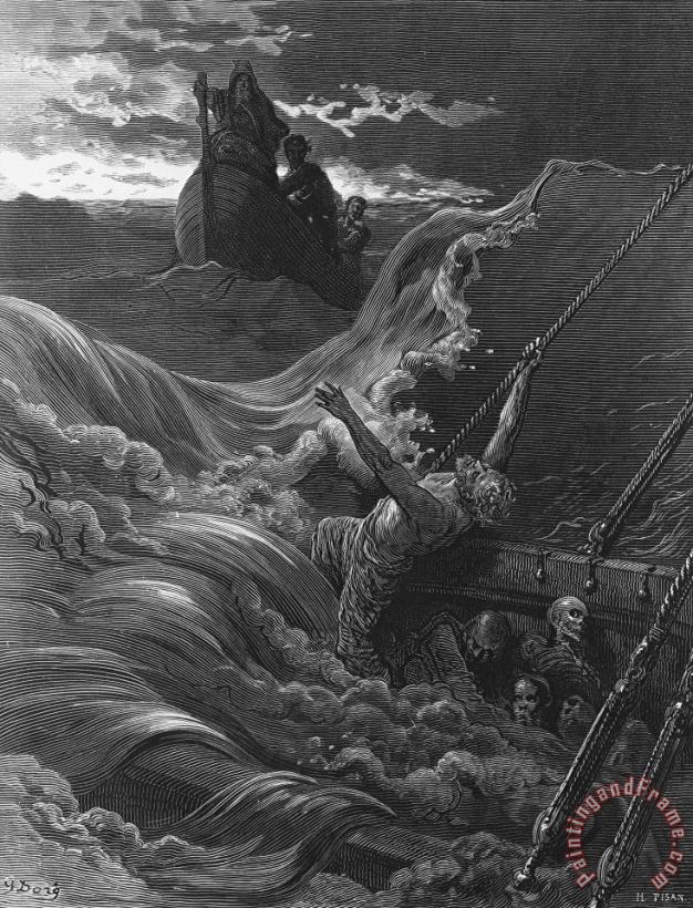 Gustave Dore The Mariner As His Ship Is Sinking Sees The Boat With The Hermit And Pilot Art Painting
