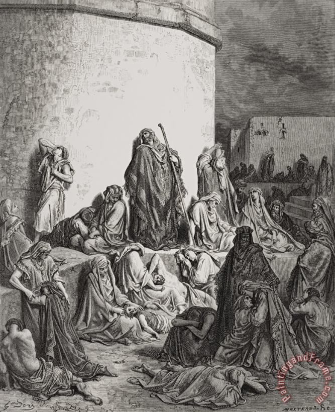 Gustave Dore The People Mourning Over The Ruins Of Jerusalem Art Print