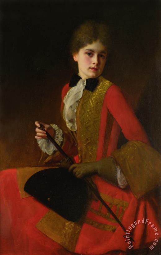 Gustave Jean Jacquet Girl in a Red Riding Habit Art Painting
