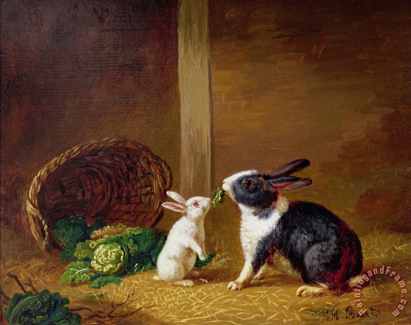  Two Rabbits painting - H Baert  Two Rabbits Art Print