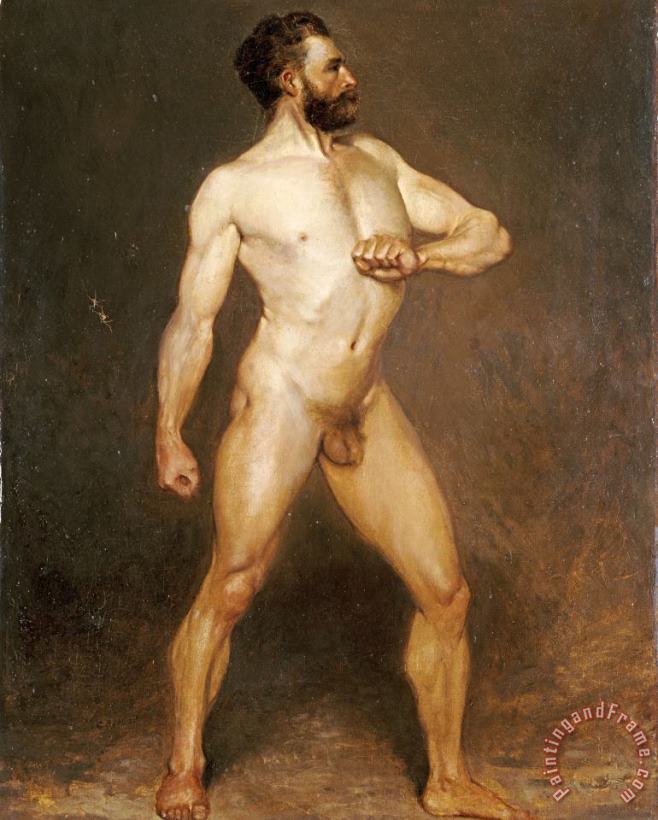 A Male Nude painting - Hans Canon A Male Nude Art Print