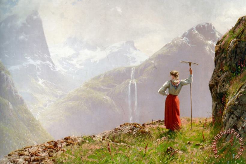 Hans Dahl Admiring The View Art Painting
