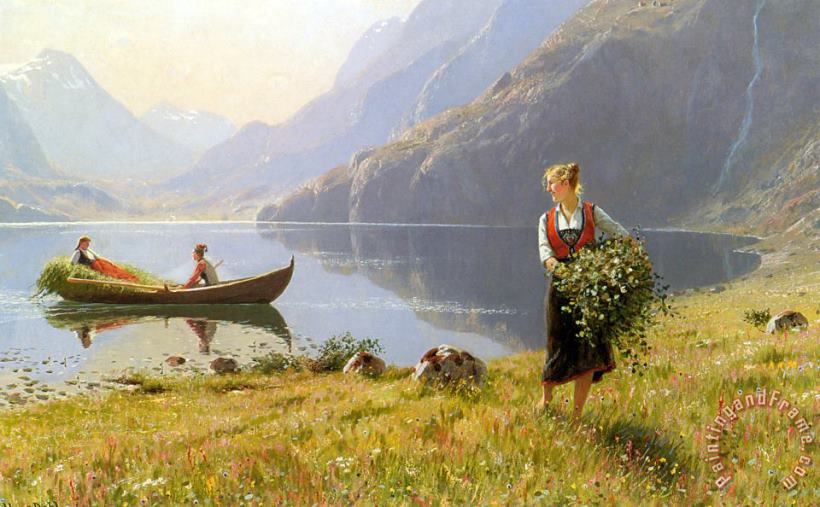 Hans Dahl On The Banks of The Fjord Art Painting