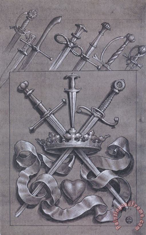 Swords Crown And Heart Design painting - Hans Holbein the Younger Swords Crown And Heart Design Art Print