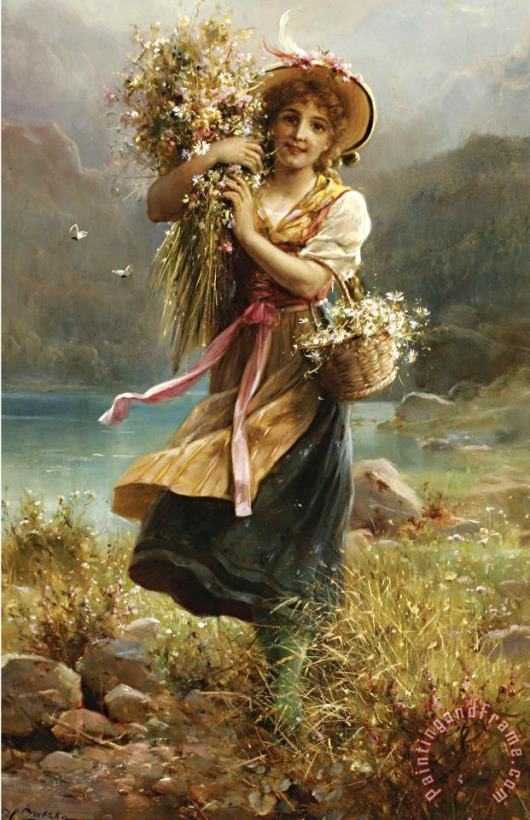 Hans Zatzka The Flower Girl Art Painting