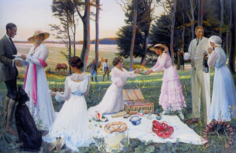 The Afternoon Picnic painting - Harald Slott Moller The Afternoon Picnic Art Print