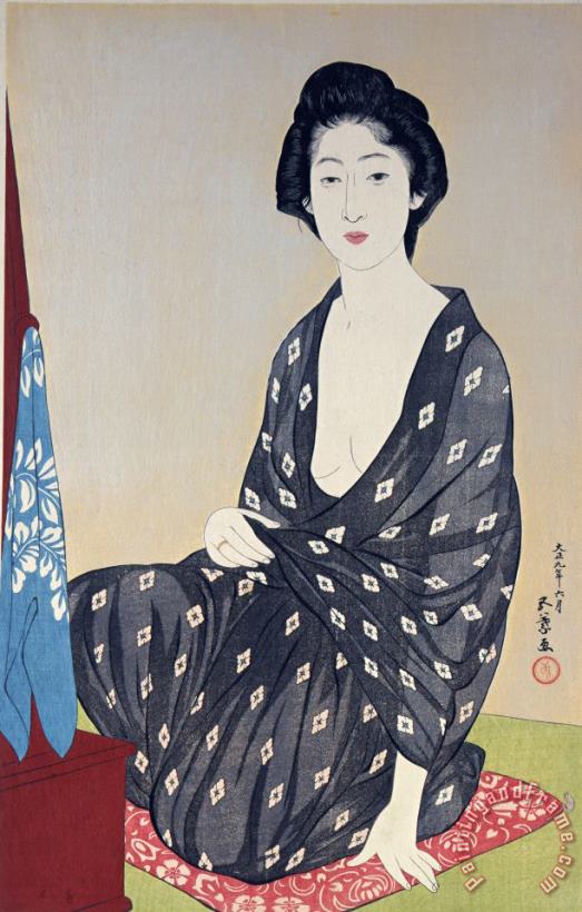 Hashiguchi Goy Natsugoromo No Onna (woman in a Summer Garment) Art Painting