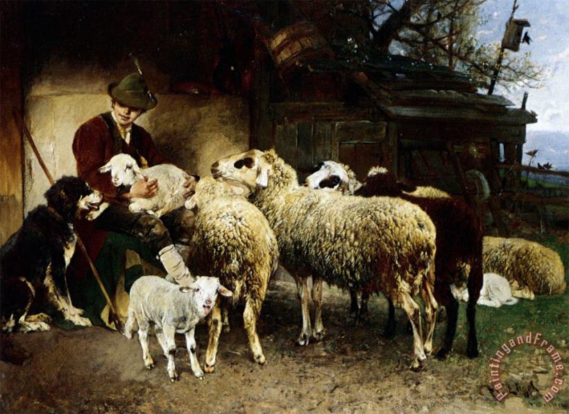 The Young Shepherd painting - Heirich Von Zugel The Young Shepherd Art Print