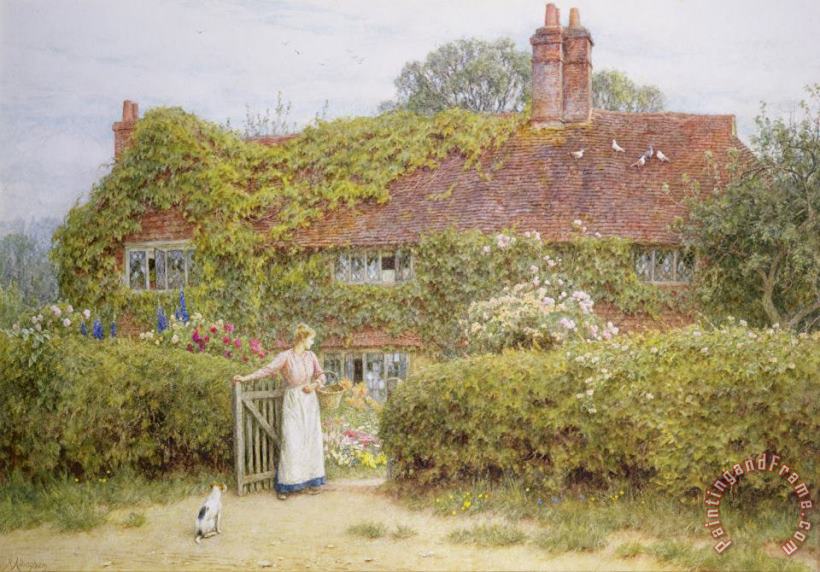 Surrey Cottage painting - Helen Allingham Surrey Cottage Art Print