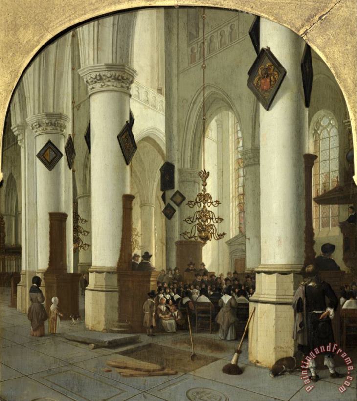 Hendrick View Inside The Saint Bavo Church in Haarlem During Mass Art Painting