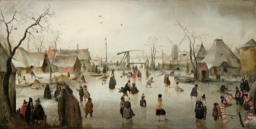 Hendrick Avercamp Ice Skating in a Village Art Painting