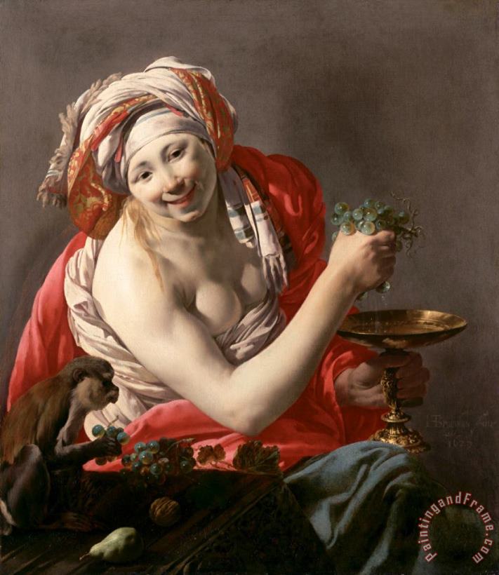 Bacchante with an Ape painting - Hendrick Ter Brugghen Bacchante with an Ape Art Print