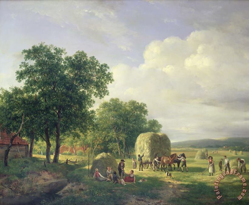 Hendrick van de Sande Bakhuyzen Wooded Landscape With Haymakers Art Painting