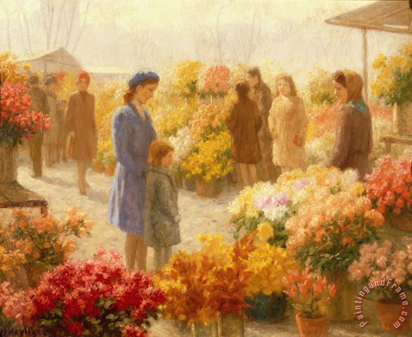  Flower Market painting - Hendrik Heyligers  Flower Market Art Print