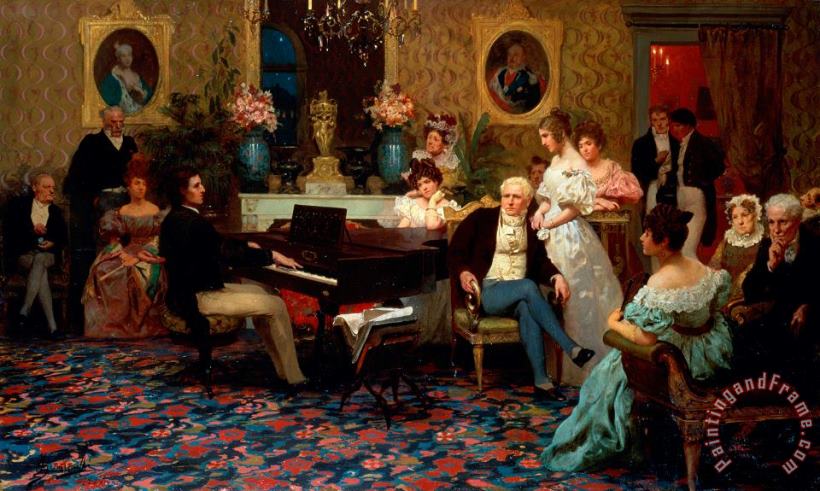 Hendrik Siemiradzki Chopin Playing the Piano in Prince Radziwills Salon Art Painting
