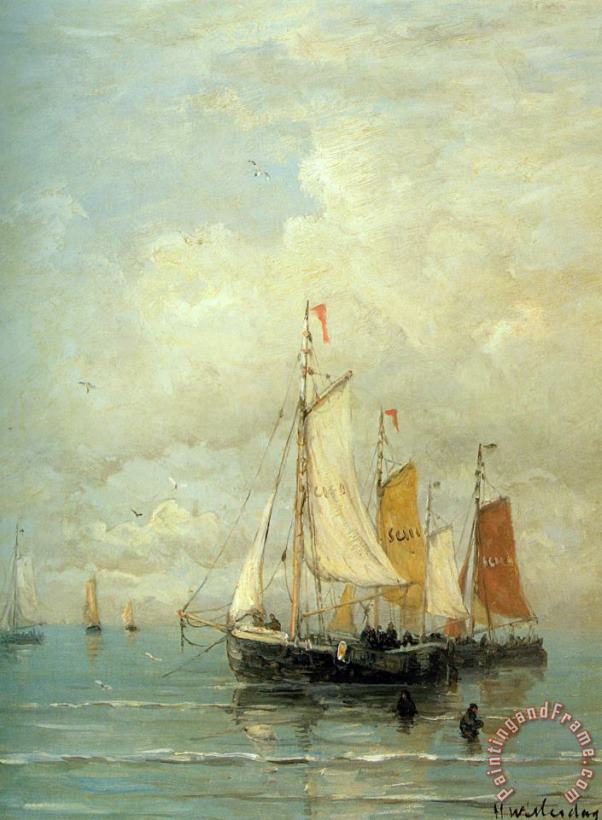 Hendrik Willem Mesdag A Moored Fishing Fleet Art Painting