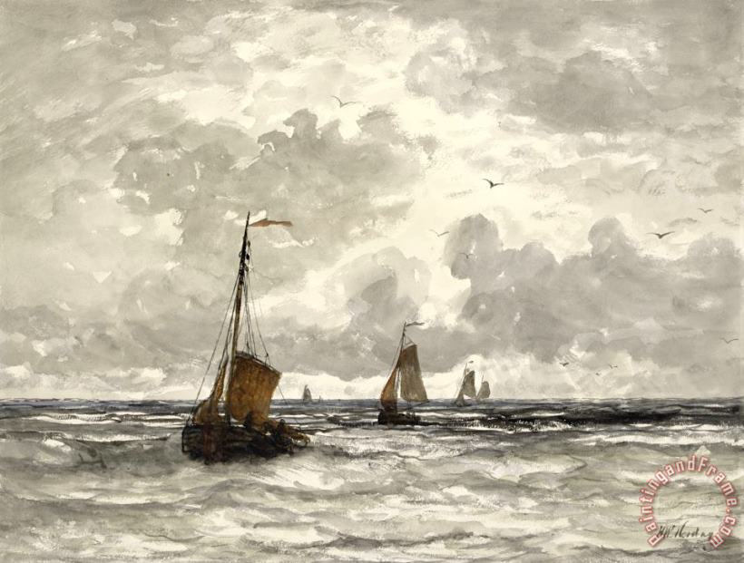Hendrik Willem Mesdag Fishing Boats on The Breakers Art Print