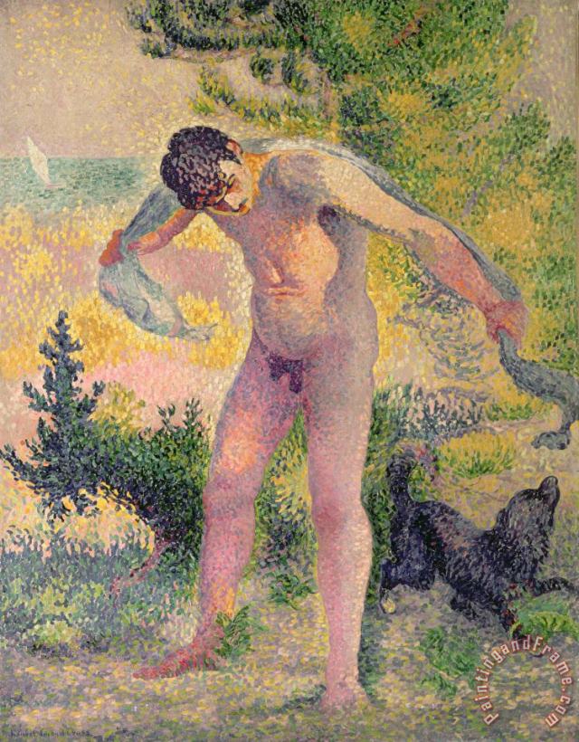 Bather drying himself at St Tropez painting - Henri-Edmond Cross Bather drying himself at St Tropez Art Print