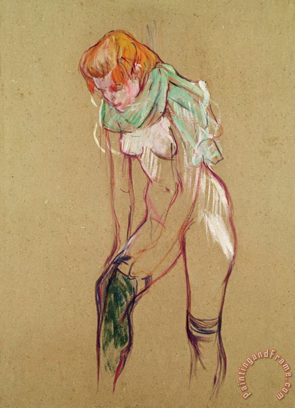 Henri de Toulouse-Lautrec Woman Pulling Up Her Stocking Art Print