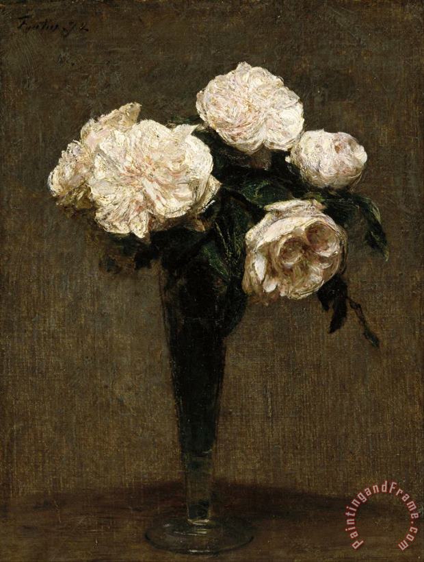 Roses in a Vase painting - Henri Fantin Latour Roses in a Vase Art Print