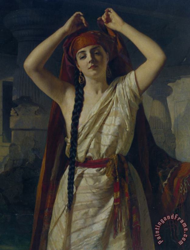 Henri Guillaume Schlesinger An Egyptian Girl Preparing for The Bath Art Painting