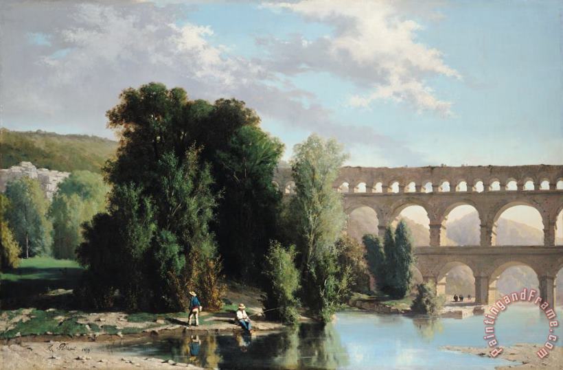 View of the Pont du Gard painting - Henri Marie Poinsot View of the Pont du Gard Art Print