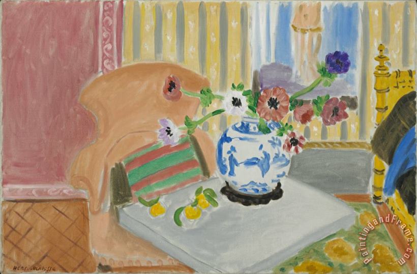Anemones And Chinese Vase, painting - Henri Matisse Anemones And Chinese Vase, Art Print