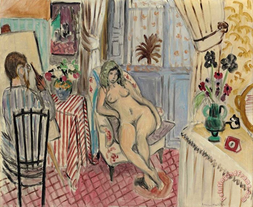 L'artiste Et Le Modele Nu painting - Henri Matisse L'artiste Et Le Modele Nu Art Print