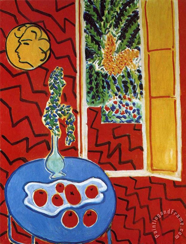 Red Interior Still Life on a Blue Table 1947 painting - Henri Matisse Red Interior Still Life on a Blue Table 1947 Art Print