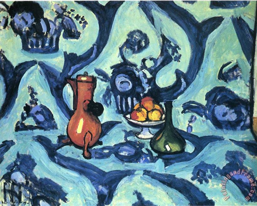 Still Life with Blue Tablecloth 1906 painting - Henri Matisse Still Life with Blue Tablecloth 1906 Art Print