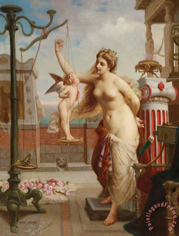 Henri Pierre Picou Weighing Cupid Art Painting