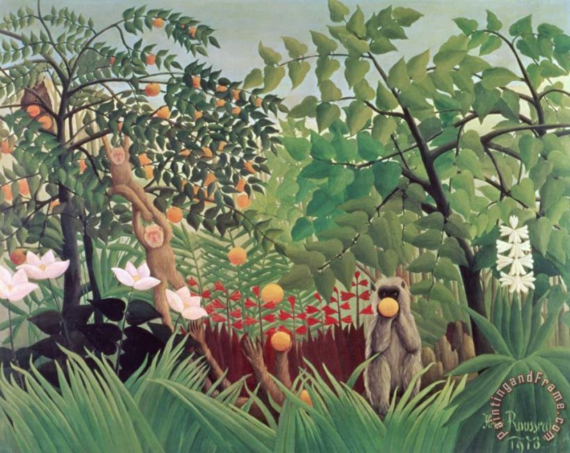 Exotic Landscape painting - Henri Rousseau Exotic Landscape Art Print