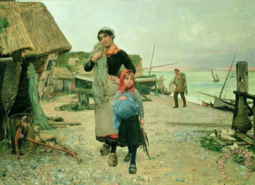  Fisherfolk Returning with their Nets painting - Henry Bacon  Fisherfolk Returning with their Nets Art Print