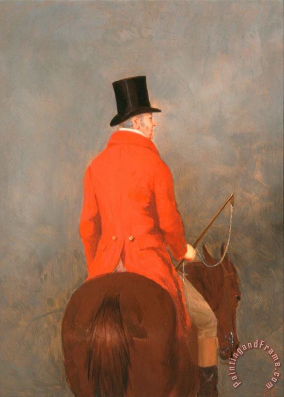Portrait of Thomas Cholmondeley, 1st Lord Delamere, on His Hunter (study for The Cheshire Hunt at ... painting - Henry Calvert Portrait of Thomas Cholmondeley, 1st Lord Delamere, on His Hunter (study for The Cheshire Hunt at ... Art Print