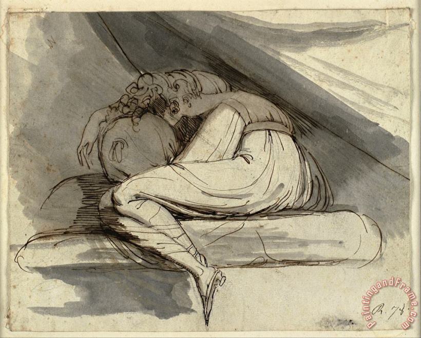 Woman Sitting, Curled Up painting - Henry Fuseli Woman Sitting, Curled Up Art Print