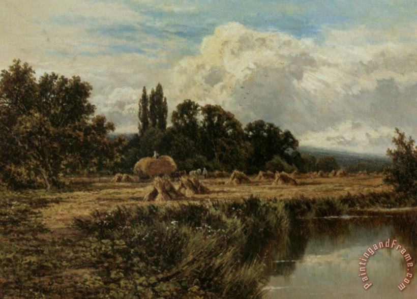 Henry Hillier Parker Harvesting on The Banks of The Thames Art Print