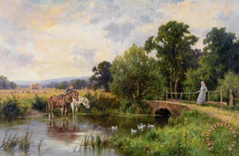 Watering The Horses painting - Henry Hillier Parker Watering The Horses Art Print