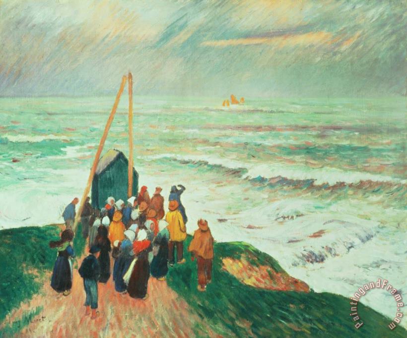 Waiting for the Return of the Fishermen in Brittany painting - Henry Moret Waiting for the Return of the Fishermen in Brittany Art Print