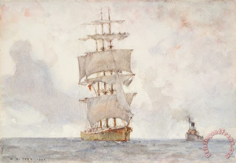 Henry Scott Tuke Barque and Tug Art Painting