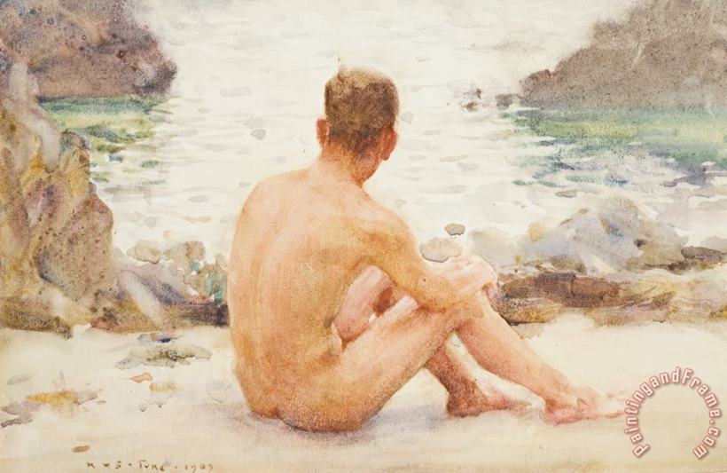 Charlie Seated on the Sand painting - Henry Scott Tuke Charlie Seated on the Sand Art Print
