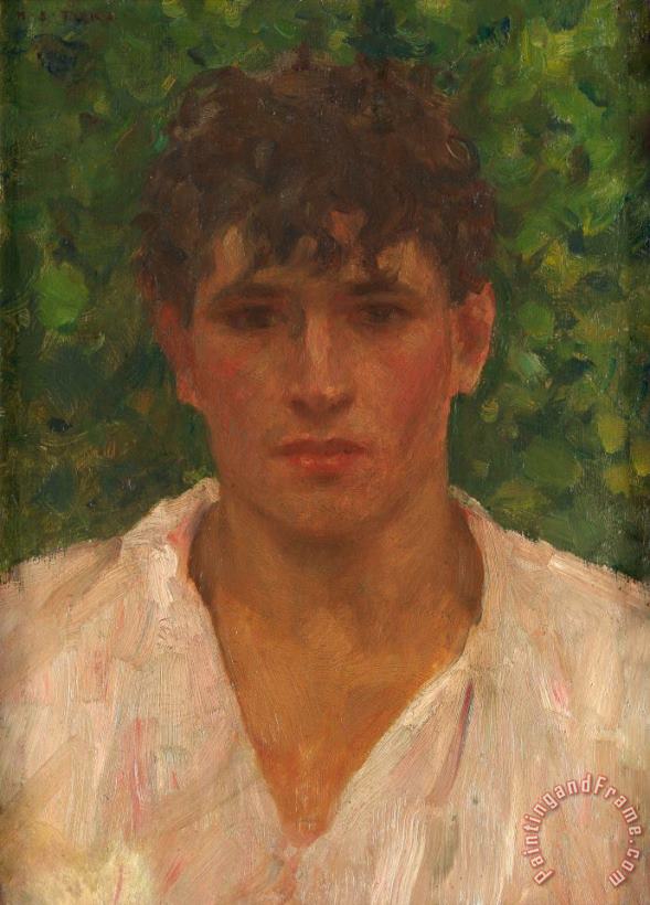 Henry Scott Tuke Portrait of a Young Man with Open Collar Art Print