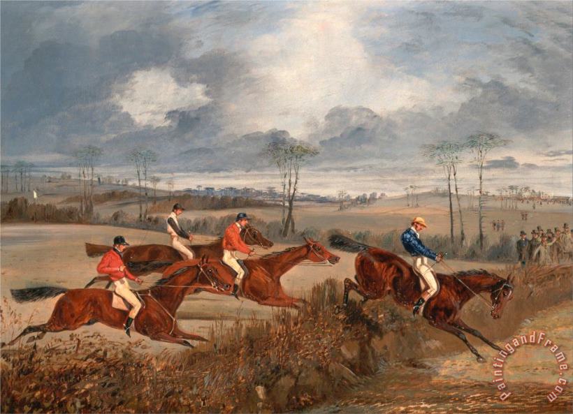 Henry Thomas Alken Scenes From a Steeplechase Taking a Hedge Art Painting
