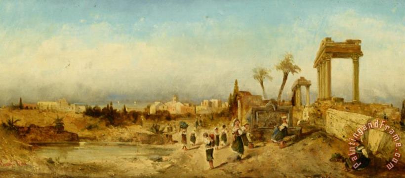 Fetching Water at a Fountain painting - Hermann David Solomon Corrodi Fetching Water at a Fountain Art Print