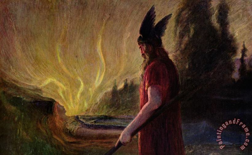 As The Flames Rise Odin Leaves painting - Hermann Hendrich As The Flames Rise Odin Leaves Art Print