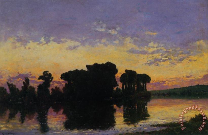 Hippolyte Camille Delpy Soleil Couchant Sur La Seine Art Painting
