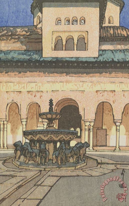 Hiroshi Yoshida Court of Lions, Alhambra (aruhamubura, Shishi No Niwa) Art Print