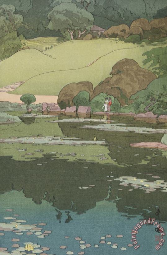 Hiroshi Yoshida In The Botanical Garden (shokubutsu En No Suiren), From The Series Twelve Views of Tokyo (tokyo Ju Ni Dai) Art Painting