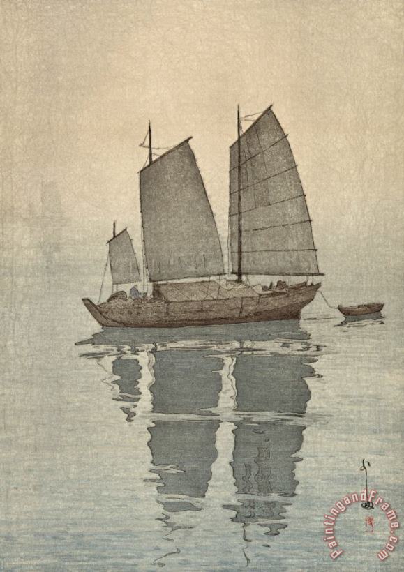 Hiroshi Yoshida Sailing Boats, Mist (hansen, Kiri), From The Inland Sea Series (seto Naikai Shu) Art Print