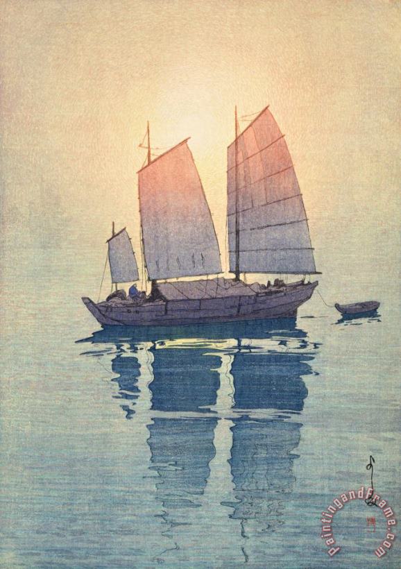 Sailing Boats, Morning (hansen, Asa), From The Inland Sea Series (seto Naikai Shu) painting - Hiroshi Yoshida Sailing Boats, Morning (hansen, Asa), From The Inland Sea Series (seto Naikai Shu) Art Print