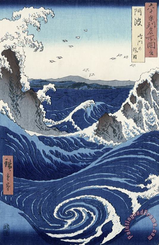 Hiroshige View of the Naruto whirlpools at Awa Art Print